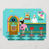 カスタマイズ可能なレトロのソーダ・ファウンテンの招待状 招待状 (正面/裏面)