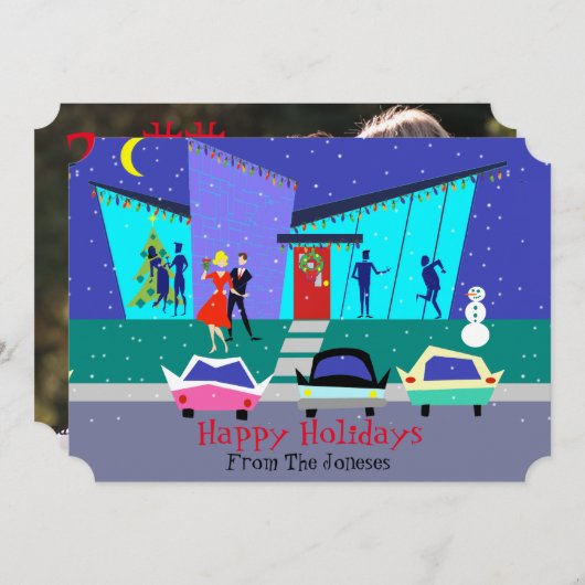 カスタマイズ可能なレトロの休日のカート シーズンカード (正面/裏面)