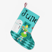 カスタマイズ可能なレトロの台所クリスマスのストッキング スモールクリスマスストッキング (正面 (吊り時))