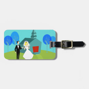 カスタマイズ可能なレトロの結婚式のカップルの荷物のラベル ラゲッジタグ
