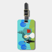 カスタマイズ可能なレトロの結婚式のカップルの荷物のラベル ラゲッジタグ (正面縦)