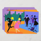 カスタマイズ可能なレトロアーバンルーフトップパーティの招待状 招待状 (正面/裏面)