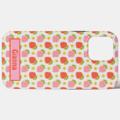 カスタマイズ可能なレトロイチゴとデイジー Case-Mate iPhoneケース (裏面 (横))