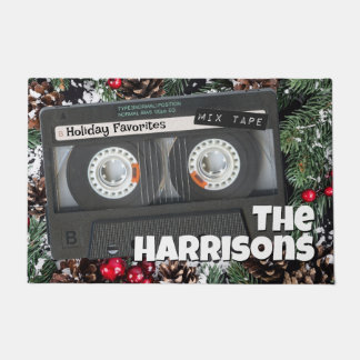 カスタマイズ可能なレトロカセットテープクリスマスフォーマット ドアマット