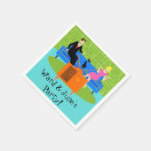 カスタマイズ可能なレトロカップルと猫紙ナプキンス スタンダードカクテルナプキン (角)