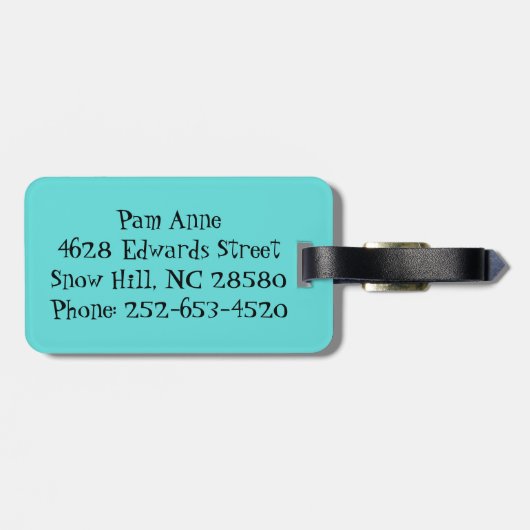 カスタマイズ可能なレトログリッドとスターバストラゲージタグ ラゲッジタグ (裏面横)