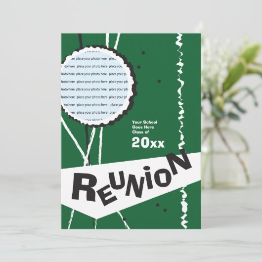 カスタマイズ可能なレトログリーンクラス懇親会招待状 招待状 (スタンド正面)