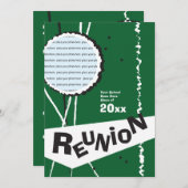 カスタマイズ可能なレトログリーンクラス懇親会招待状 招待状 (正面/裏面)