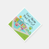 カスタマイズ可能なレトロゲイピンクフラミンゴプールパーティー スタンダードカクテルナプキン (角)