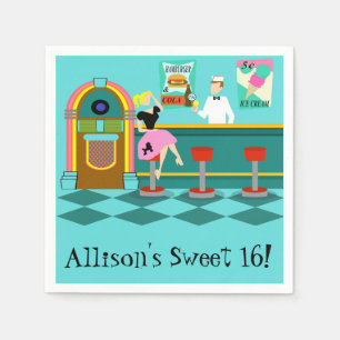 カスタマイズ可能なレトロソーダファウンテン紙ナプキンス スタンダードカクテルナプキン