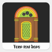 カスタマイズ可能なレトロパーティーおもしろいジュークボックスシール スクエアシール (正面)