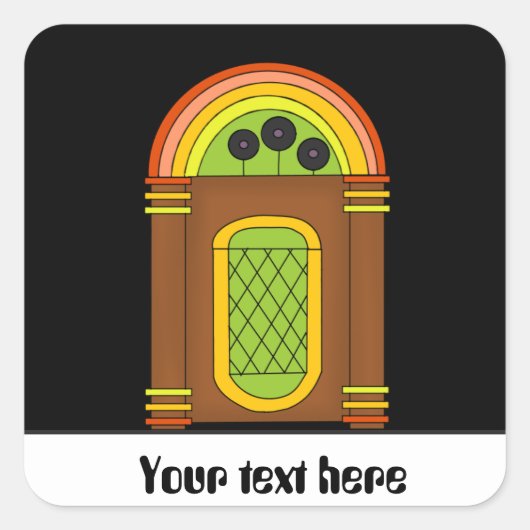 カスタマイズ可能なレトロパーティーおもしろいジュークボックスシール スクエアシール (正面)