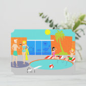 カスタマイズ可能なレトロプールパーティの招待状 招待状 (スタンド正面)