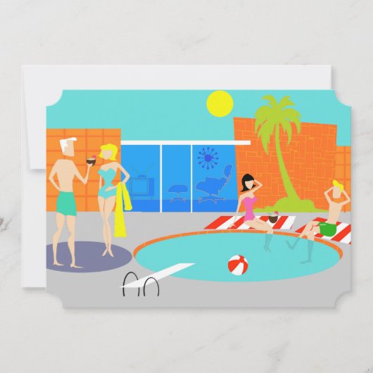 カスタマイズ可能なレトロプールパーティの招待状 招待状 (正面)