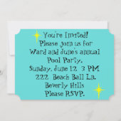 カスタマイズ可能なレトロプールパーティの招待状 招待状 (裏面)