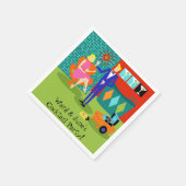 カスタマイズ可能なレトロマルティニカップル紙ナプキンス スタンダードカクテルナプキン (角)