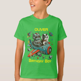 カスタマイズ可能なレトロロボット及び猫の宇宙 Tシャツ