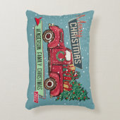 カスタマイズ可能なレトロヴィンテージトラッククリスマスホリデー アクセントクッション (正面(垂直))