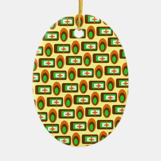 カスタマイズ可能なレトロ図形 セラミックオーナメント (正面)