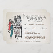 カスタマイズ可能なレトロ子供パーティの招待状 招待状 (正面/裏面)