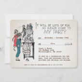 カスタマイズ可能なレトロ子供パーティの招待状 招待状 (正面)