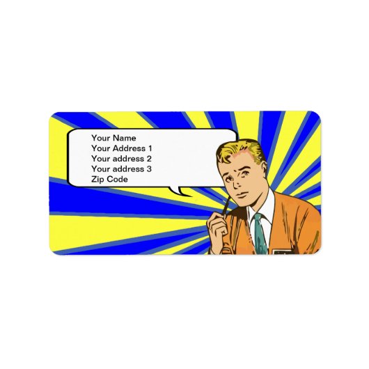 カスタマイズ可能なレトロ漫画スタイル住所 シール (正面)