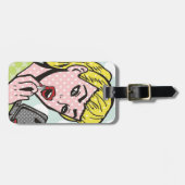 カスタマイズ可能なレトロ漫画ブックかわいこちゃん荷物タグ ラゲッジタグ (正面横)