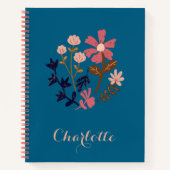 カスタマイズ可能なレトロ開花フローラ ノートブック (正面)