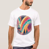 カスタマイズ可能なレトロ・レインボー・アートTシャツ Tシャツ (正面)