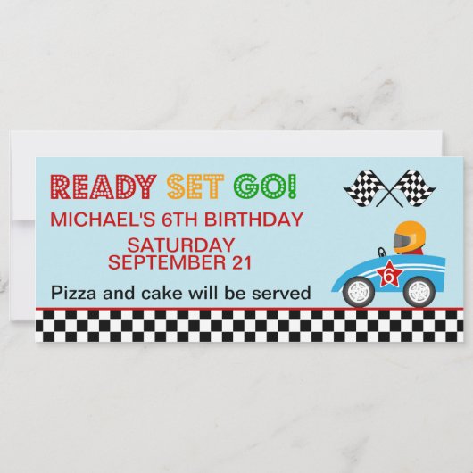 カスタマイズ可能なレースカーの誕生日の招待 招待状 (裏面)