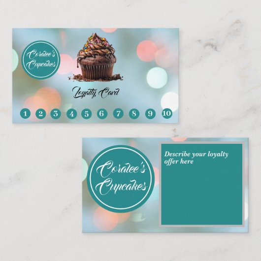 カスタマイズ可能なロイヤリティカードカップケーキベーカリー ロイヤリティカード (正面/裏面)