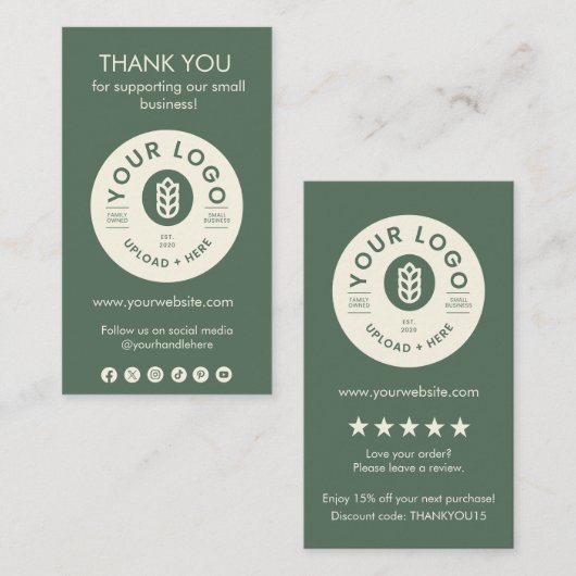カスタマイズ可能なロゴご注文カードをありがとう 名刺 (正面/裏面)