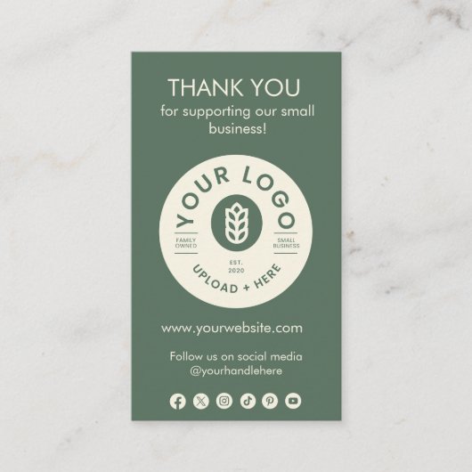 カスタマイズ可能なロゴご注文カードをありがとう 名刺 (正面)
