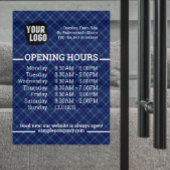 カスタマイズ可能なロゴとテキストのビジネス営業時間 ウィンドウサイン