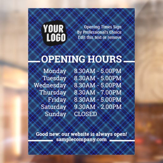 カスタマイズ可能なロゴとテキストのビジネス営業時間 ウィンドウサイン (シート2)