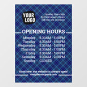 カスタマイズ可能なロゴとテキストのビジネス営業時間 ウィンドウサイン (シート)