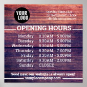 カスタマイズ可能なロゴとテキストのビジネス営業時間 ポスター (正面)