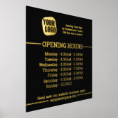 カスタマイズ可能なロゴとテキストのビジネス営業時間 箔ポスター (レイダウン)