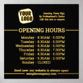 カスタマイズ可能なロゴとテキストのビジネス営業時間 箔ポスター (正面)