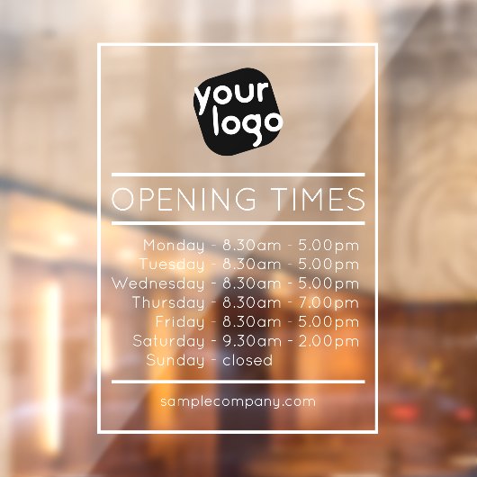 カスタマイズ可能なロゴとテキストの営業時間テンプレート ウィンドウサイン (シート2)