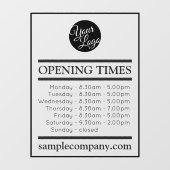 カスタマイズ可能なロゴとテキストの営業時間 ウィンドウサイン (シート)