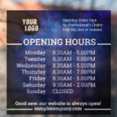 カスタマイズ可能なロゴとテキストの営業時間 ウィンドウサイン