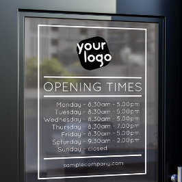 カスタマイズ可能なロゴとテキストの営業時間 ウィンドウサイン