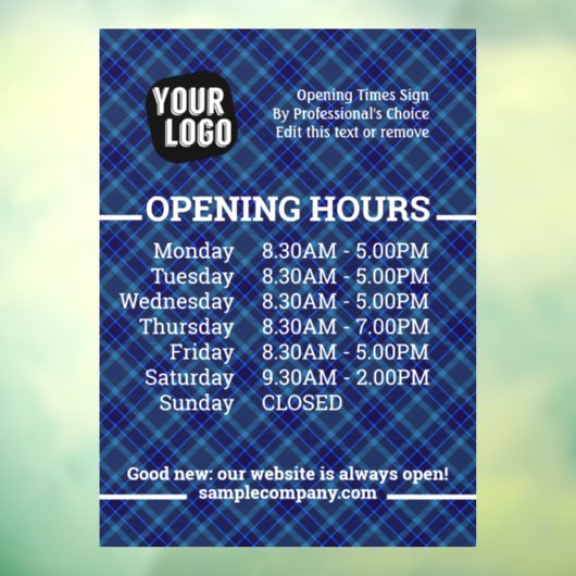 カスタマイズ可能なロゴとテキストの営業時間 ウィンドウサイン (シート3)