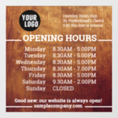 カスタマイズ可能なロゴとテキストの営業時間 ウィンドウサイン (シート)