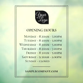 カスタマイズ可能なロゴとテキストの営業時間 ウィンドウサイン (シート3)