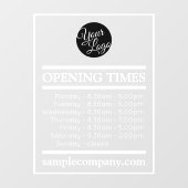 カスタマイズ可能なロゴとテキストの営業時間 ウィンドウサイン (シート)