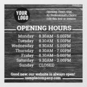カスタマイズ可能なロゴとテキストの営業時間 ウィンドウサイン (シート)