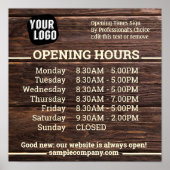 カスタマイズ可能なロゴとテキストの営業時間 ポスター (正面)