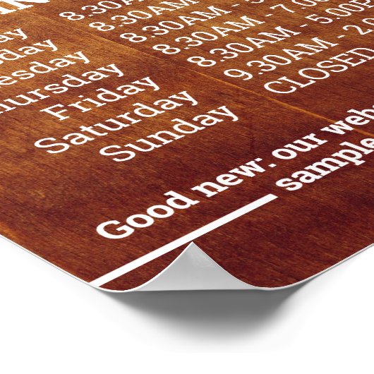 カスタマイズ可能なロゴとテキストの営業時間 ポスター (角)